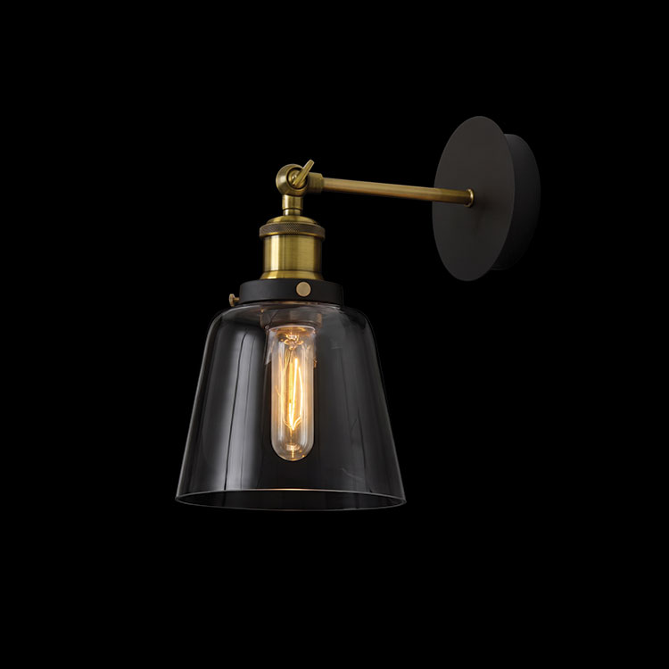 230v 40W E27 Antique Brass Glass Wall Light