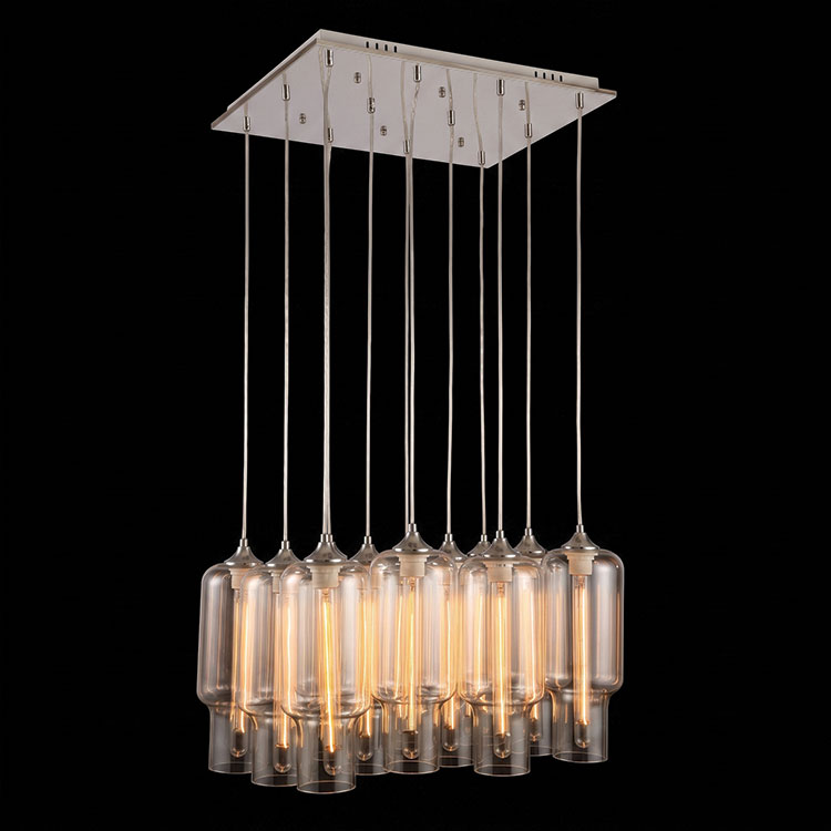 230v 60W E27 12 Lights Cylinder Glass Pendant Cluster