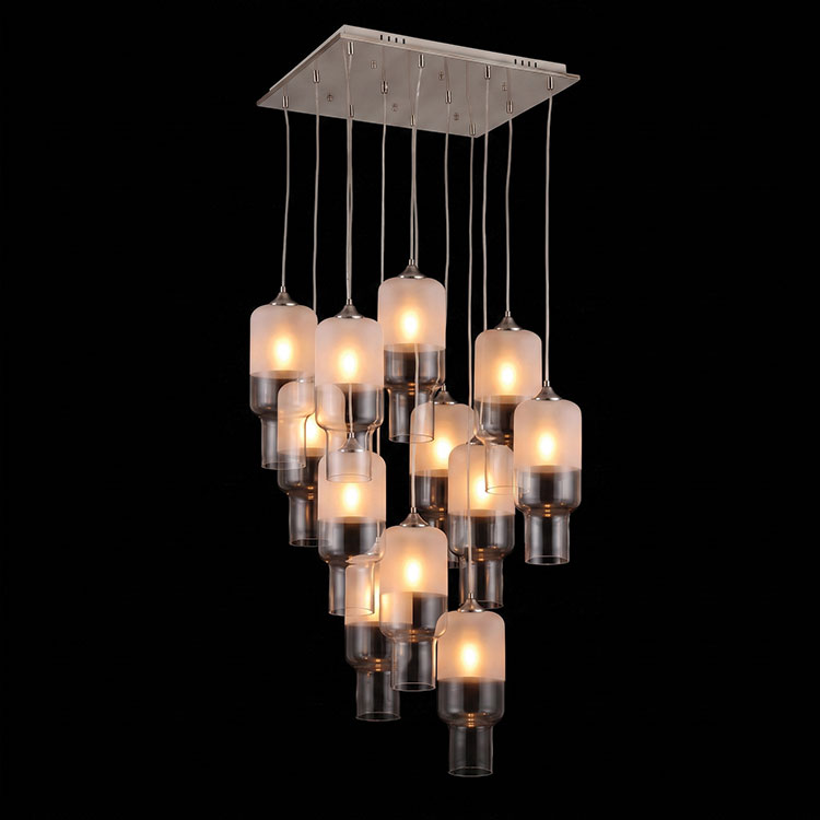 230v 60W E27 12 Lights Cylinder Half Frosted Glass Pendant Cluster