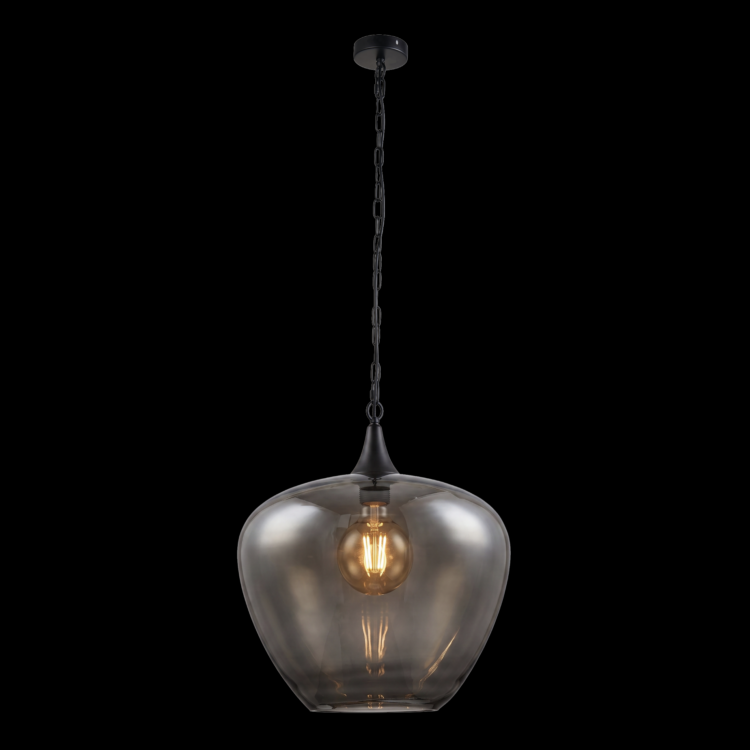230v 40W E27 Apple Large Glass Pendant, Smoke