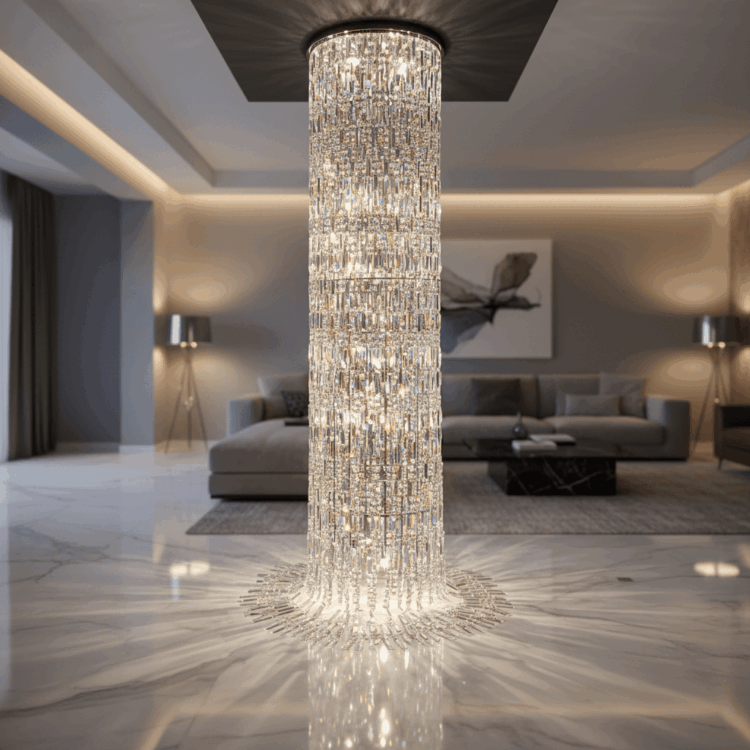 230V 40W E14 Waterfall Double Volume Crystal Chandelier luxury cascading ceiling light in modern interior