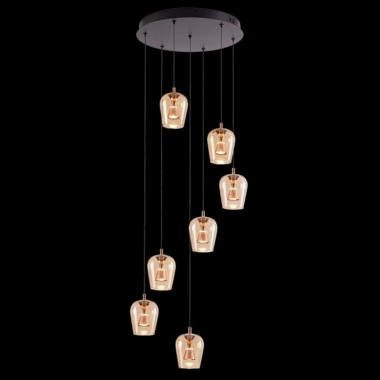 230v 35W LED Golden Wizard Glass Pendants on a Plate