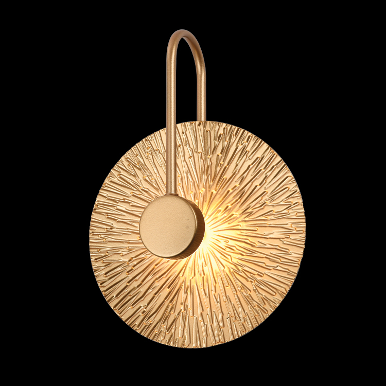 round gold leaf wall light fixture