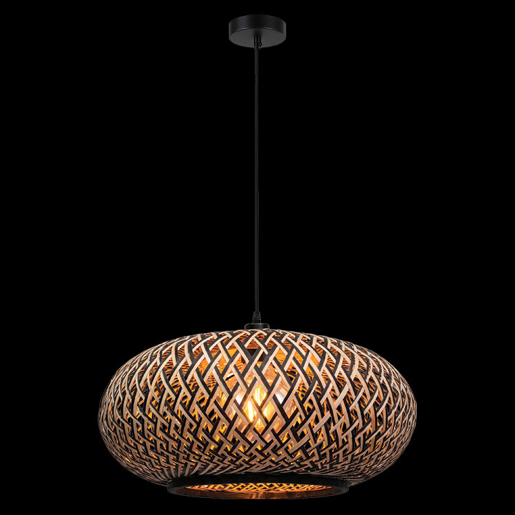 230v 40W E27 Large Black & Natural Bamboo Pendant